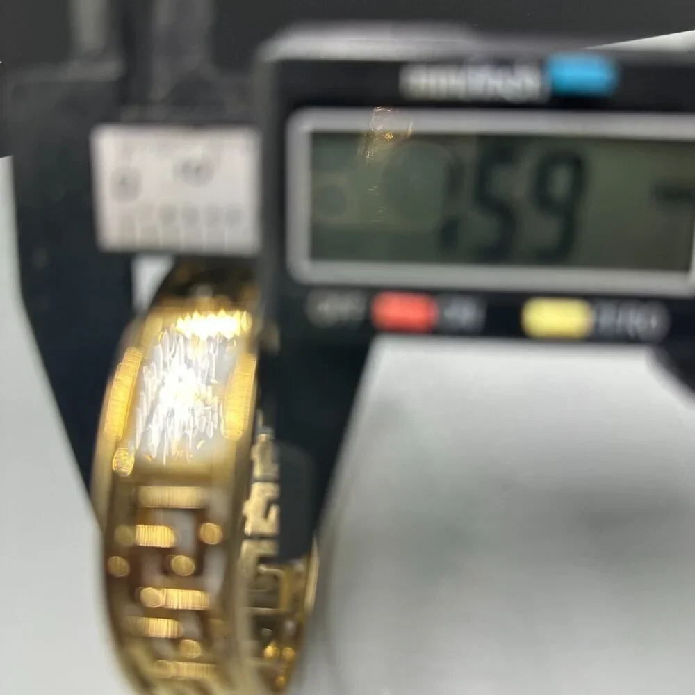 Cache Watch Women Gold Tone Greek Key Bangle Clamper Band New Battery 6.75